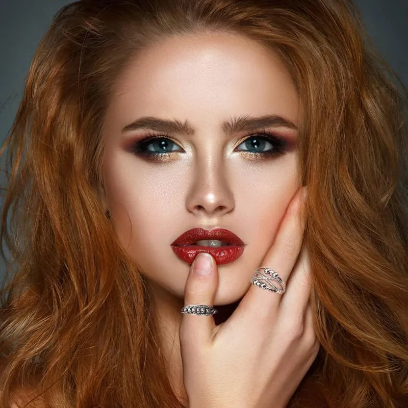 Bagues anti-stress en acier inoxydable pour femme (6 pièces).