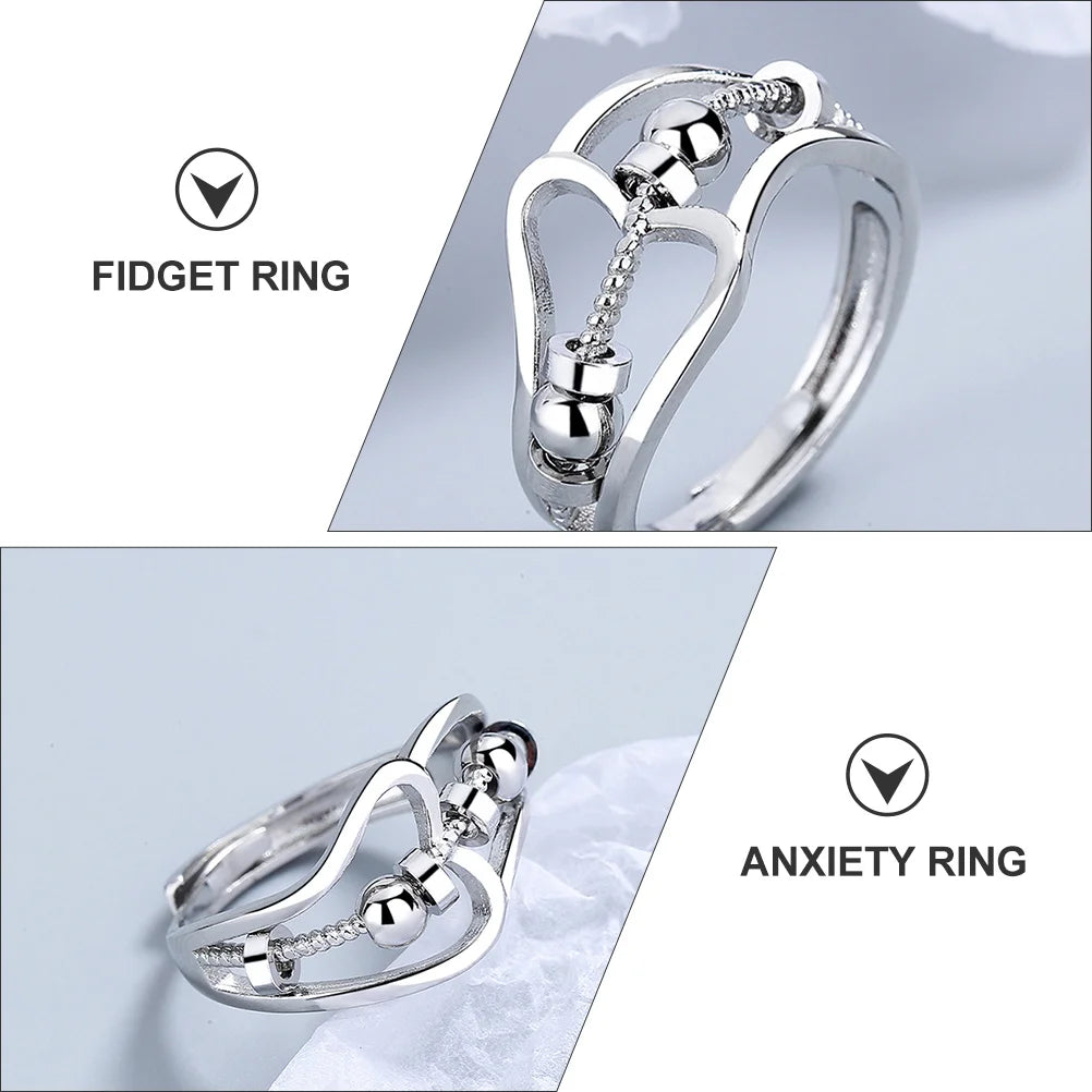 Bague anti-stress pour femme avec perles rotatives.