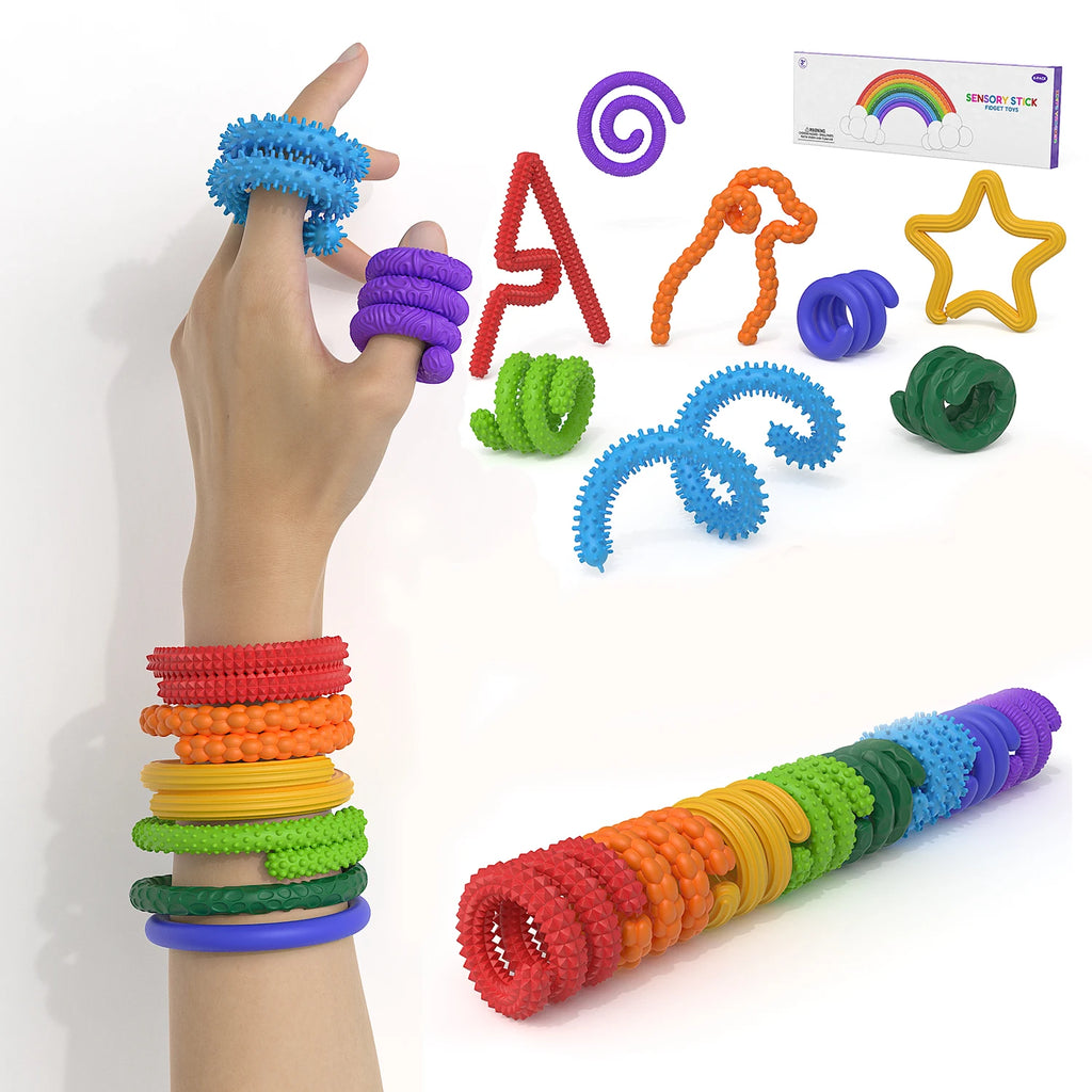 Jouets sensoriels texturés en silicone flexibles pour enfants (8 pièces).