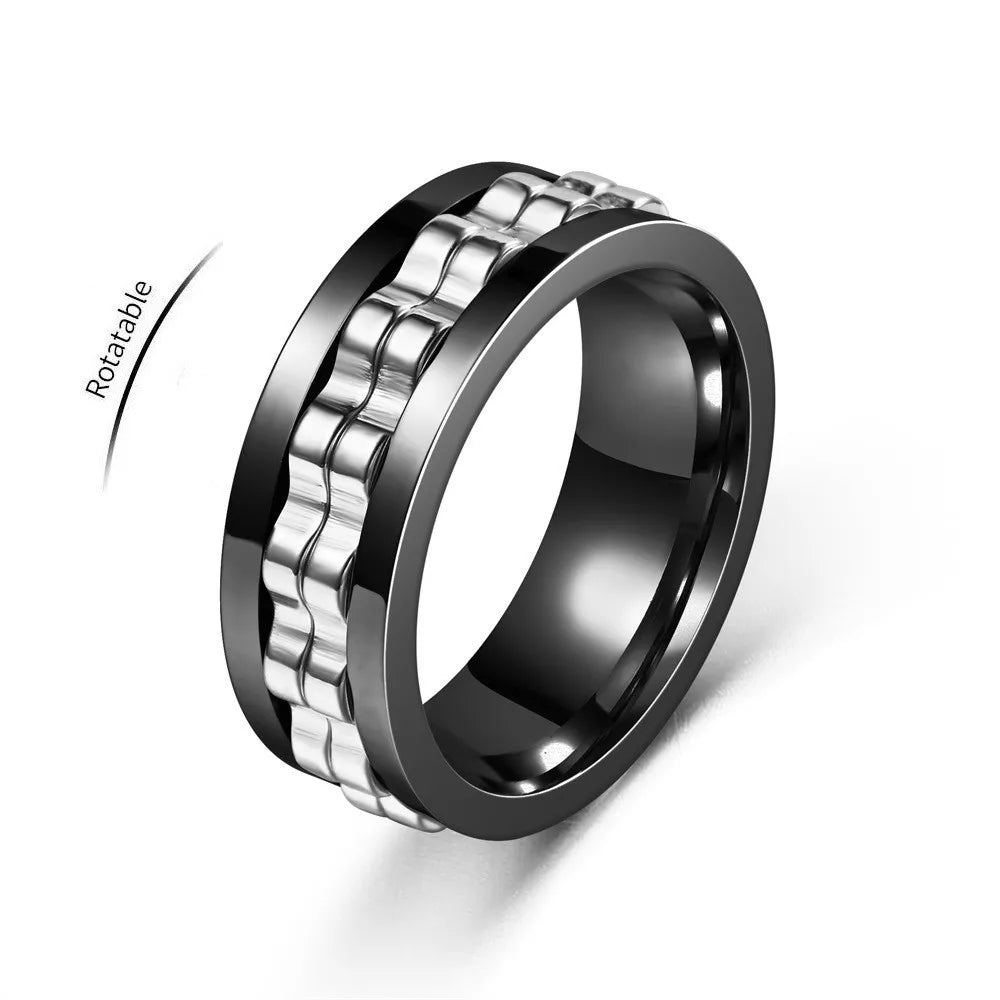 Bague anti-stress en acier inoxydable pour homme.