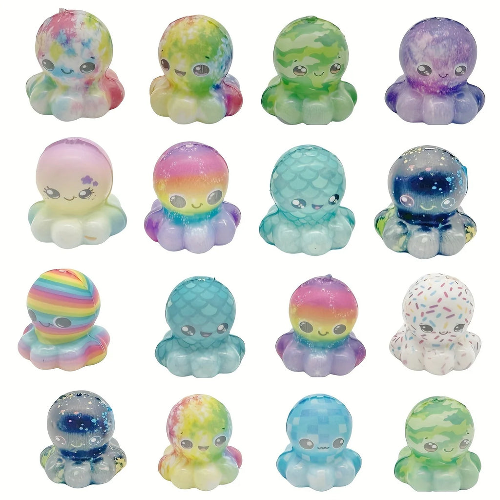 Balles anti-stress en forme de pieuvre, ensemble de balles à presser et à écraser (12 pièces).