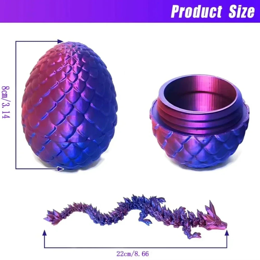 Dragon articulé et œuf imprimés en 3D.