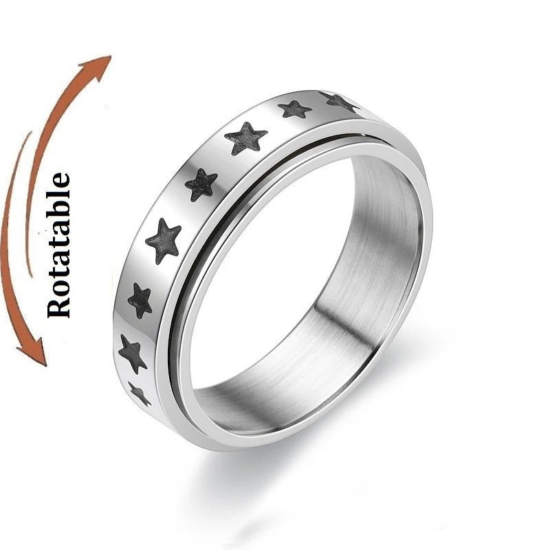 Bague anti-stress en acier inoxydable pour homme et femme.