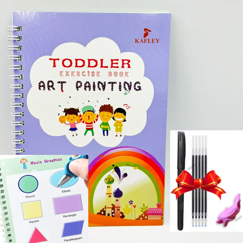 Cahier d'exercice pour enfant, cahier de calligraphie magique.