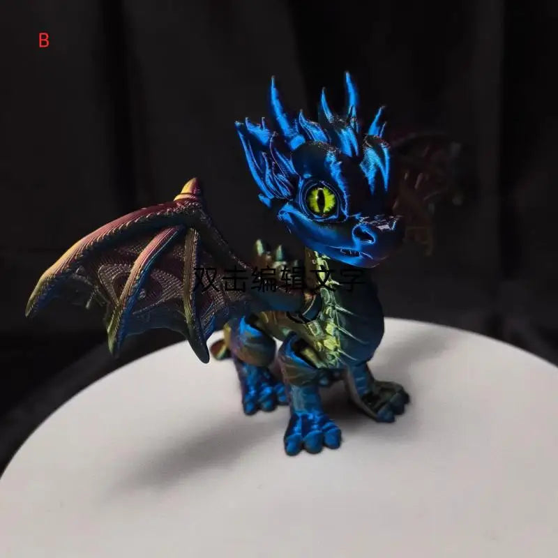 Dragon articulé imprimé en 3D avec ailes et queue rétractables.