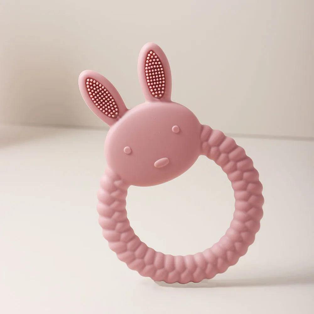 Anneau de dentition en silicone pour bébé.