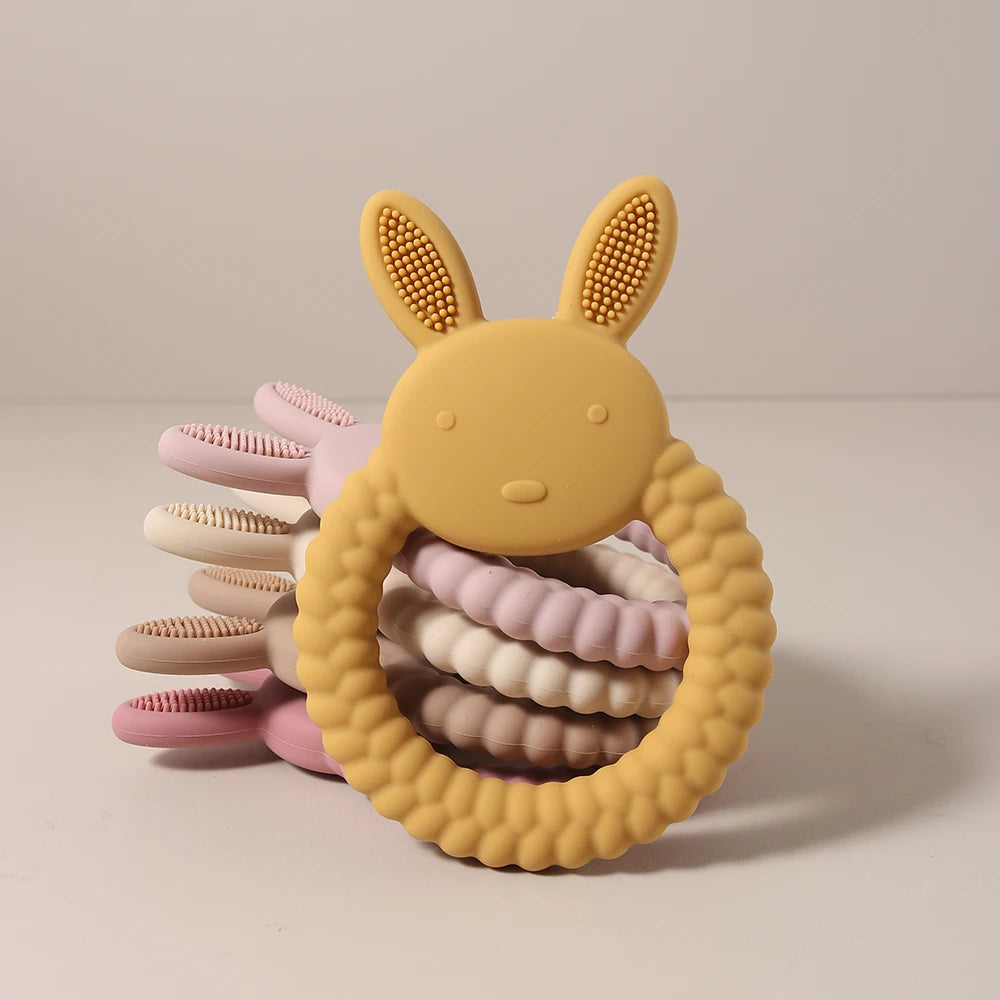 Anneau de dentition en silicone pour bébé.