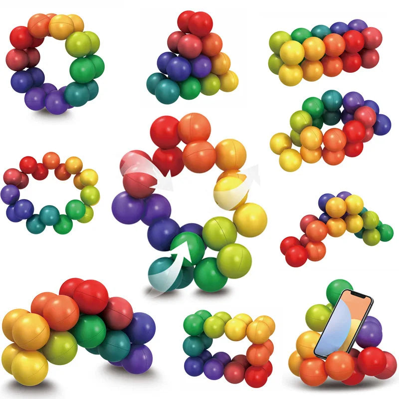 Boules éducatives colorées 3D. Jeu Montessori pour soulagement du stress et de l'anxiété.