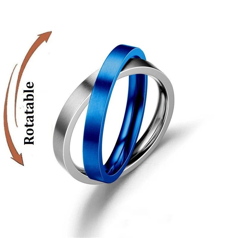 Bague anti-stress en acier inoxydable pour homme et femme.