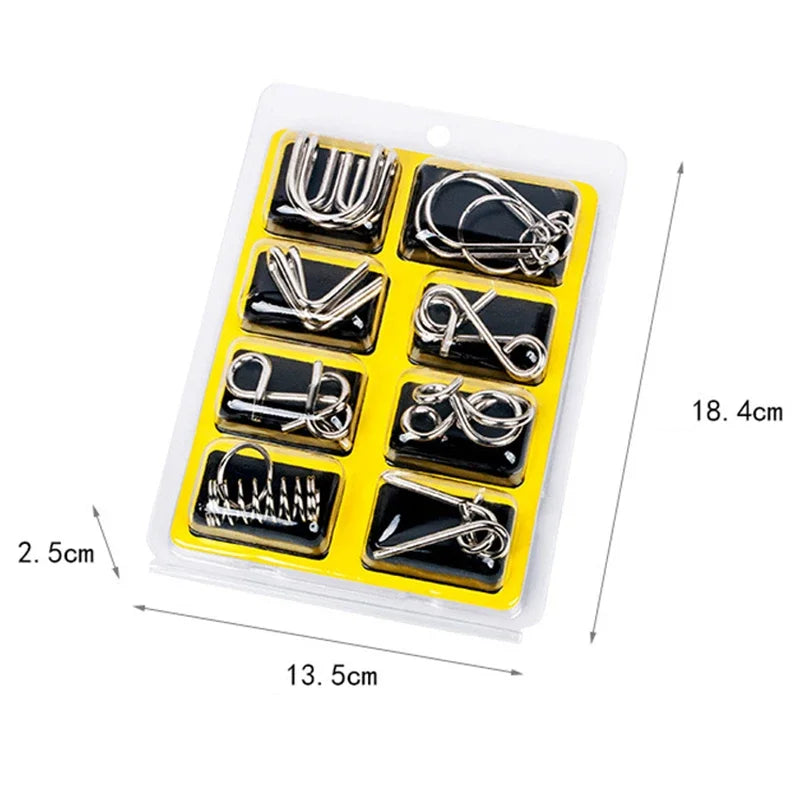 Puzzle Montessori en métal pour enfant et adulte (8 pièces).