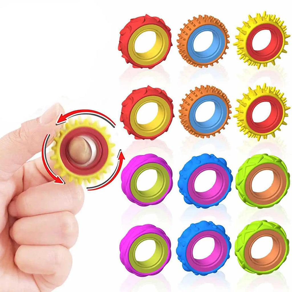 Bagues rotatives pour enfants, anneau sensoriel pour les doigts (6 pièces).