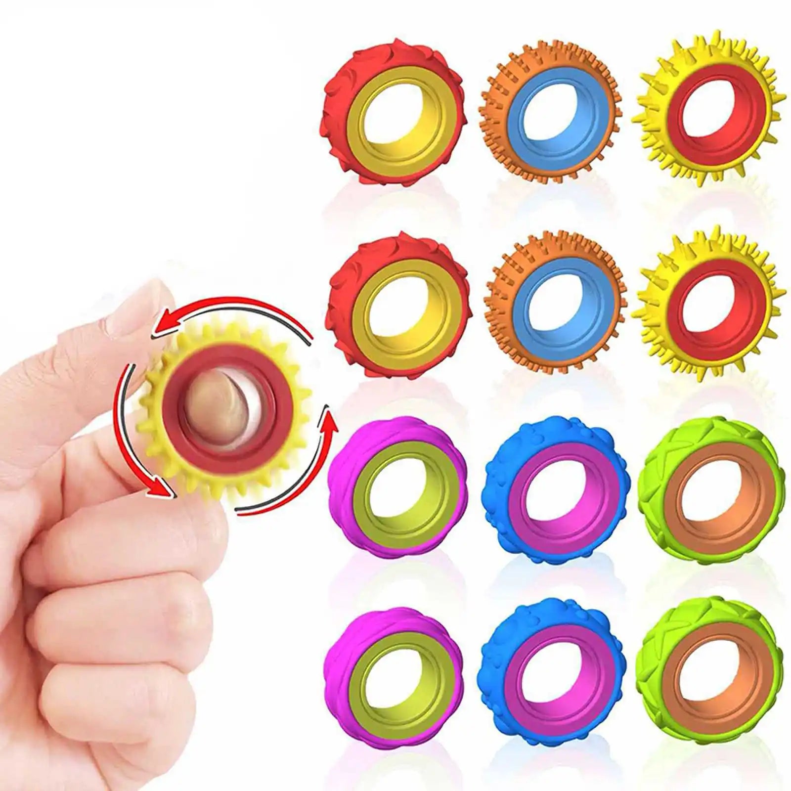 Bagues rotatives pour enfants, anneau sensoriel pour les doigts (6 pièces).