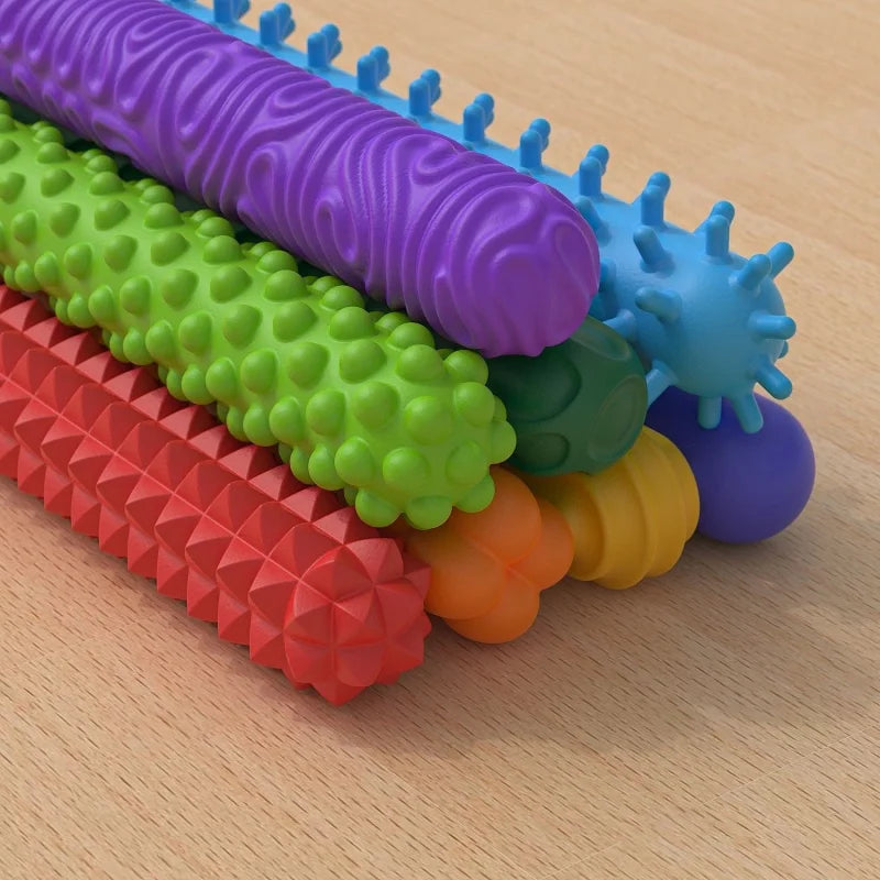 Jouets sensoriels texturés en silicone flexibles pour enfants (8 pièces).