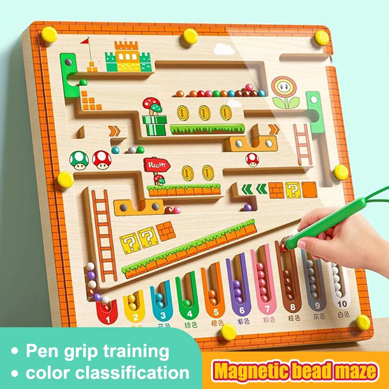 Labyrinthe magnétique de couleurs et de chiffres, jouets Montessori