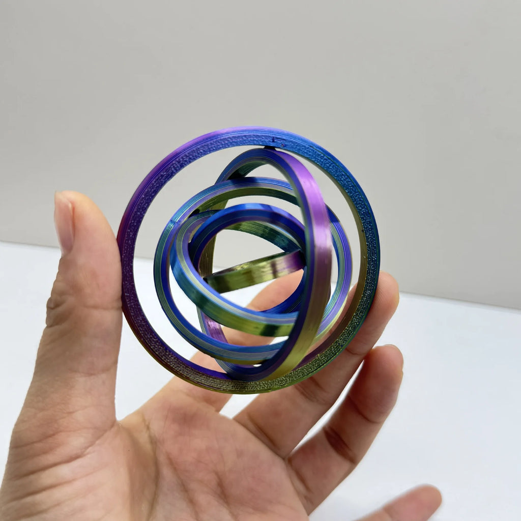 Jouet anti-stress rotatif imprimé 3D avec 6 anneaux.