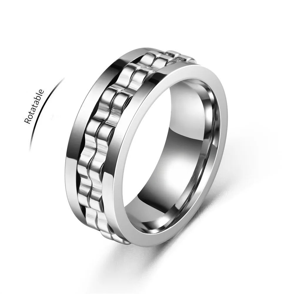Bague anti-stress en acier inoxydable pour homme.