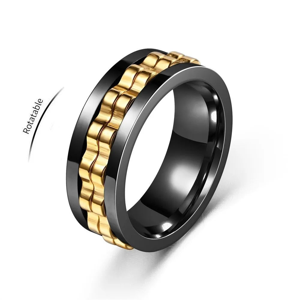 Bague anti-stress en acier inoxydable pour homme.