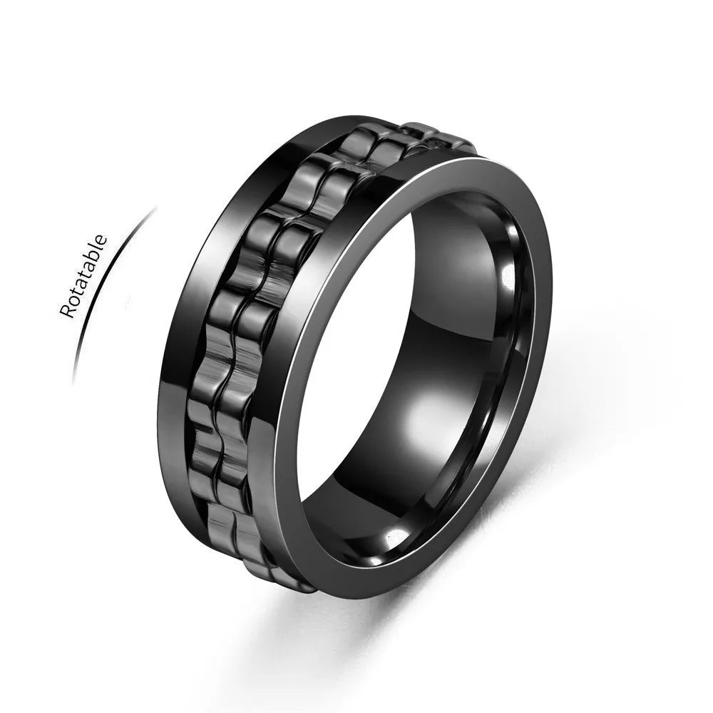 Bague anti-stress en acier inoxydable pour homme.
