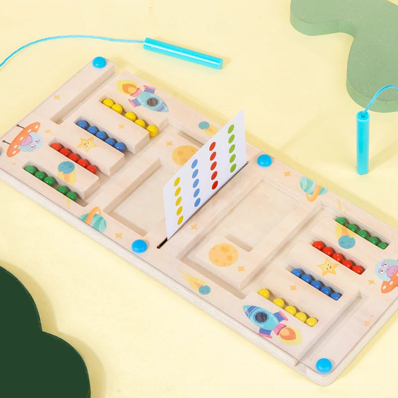 Tableau de labyrinthe magnétique pour enfants en bois, jeu Montessori