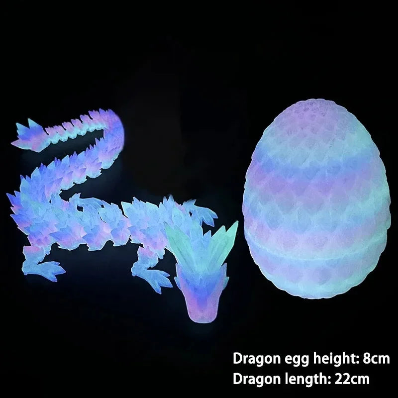 Dragon articulé et œuf imprimés en 3D.