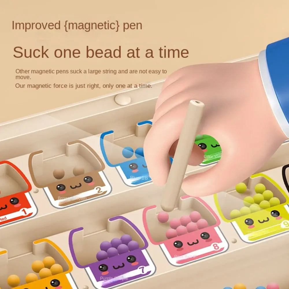 Jeu de positionnement en bois magnétique.