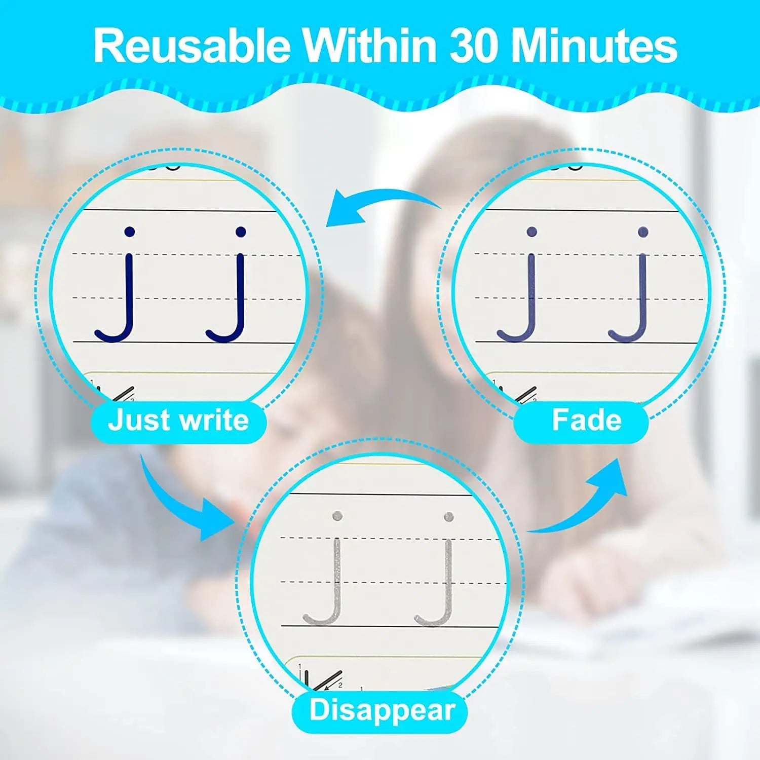 Cahier d'exercice pour enfant, cahier de calligraphie magique.