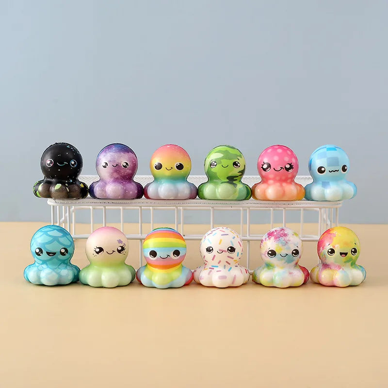 Balles anti-stress en forme de pieuvre, ensemble de balles à presser et à écraser (12 pièces).