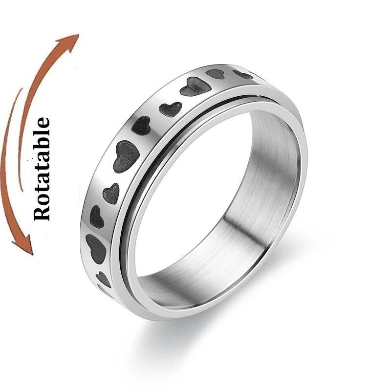 Bague anti-stress en acier inoxydable pour homme et femme.