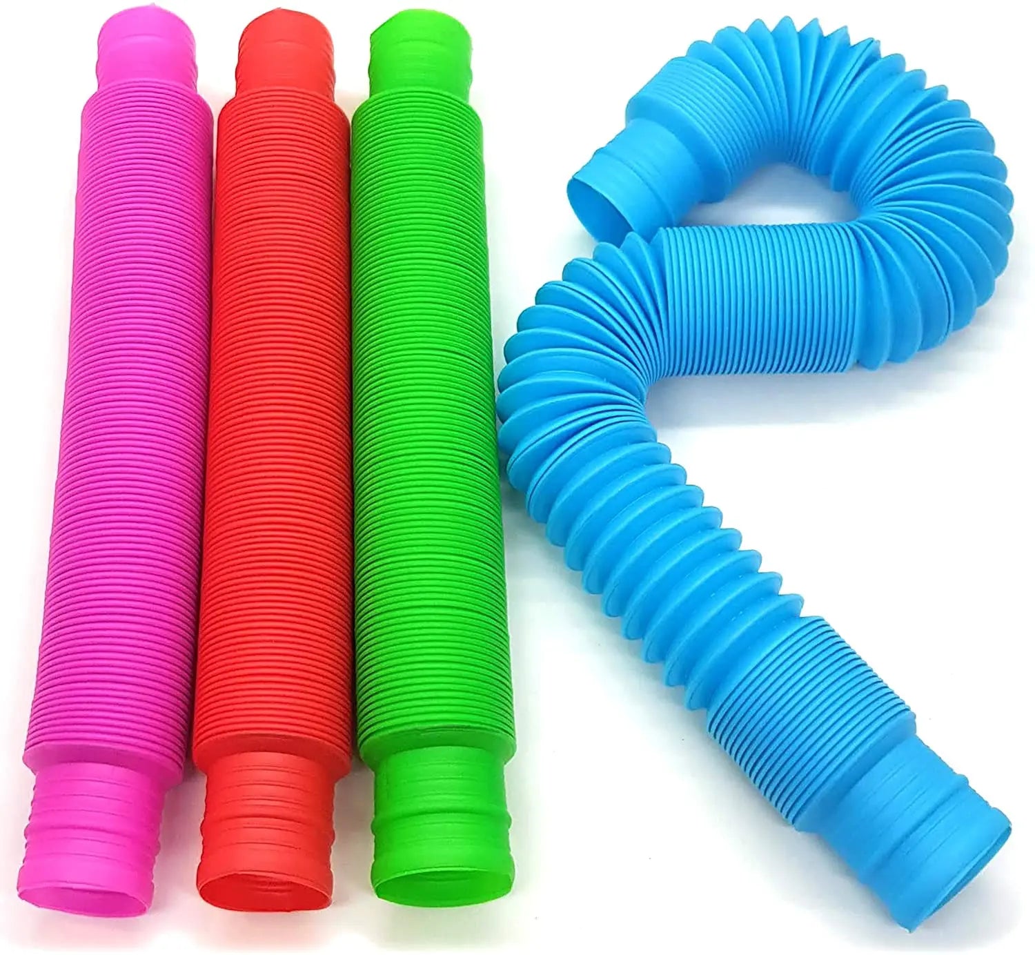 Tubes sensoriels anti-stress colorés, résistants, pour construction et jouets éducatifs pour le stress, l'autisme et le TDAH (4 pièces).