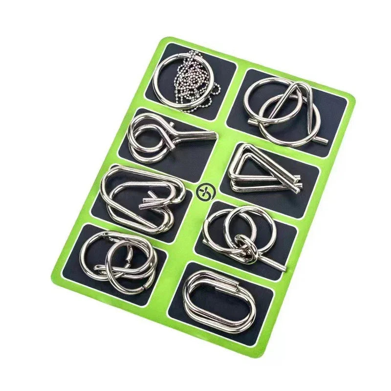 Puzzle Montessori en métal pour enfant et adulte (8 pièces).