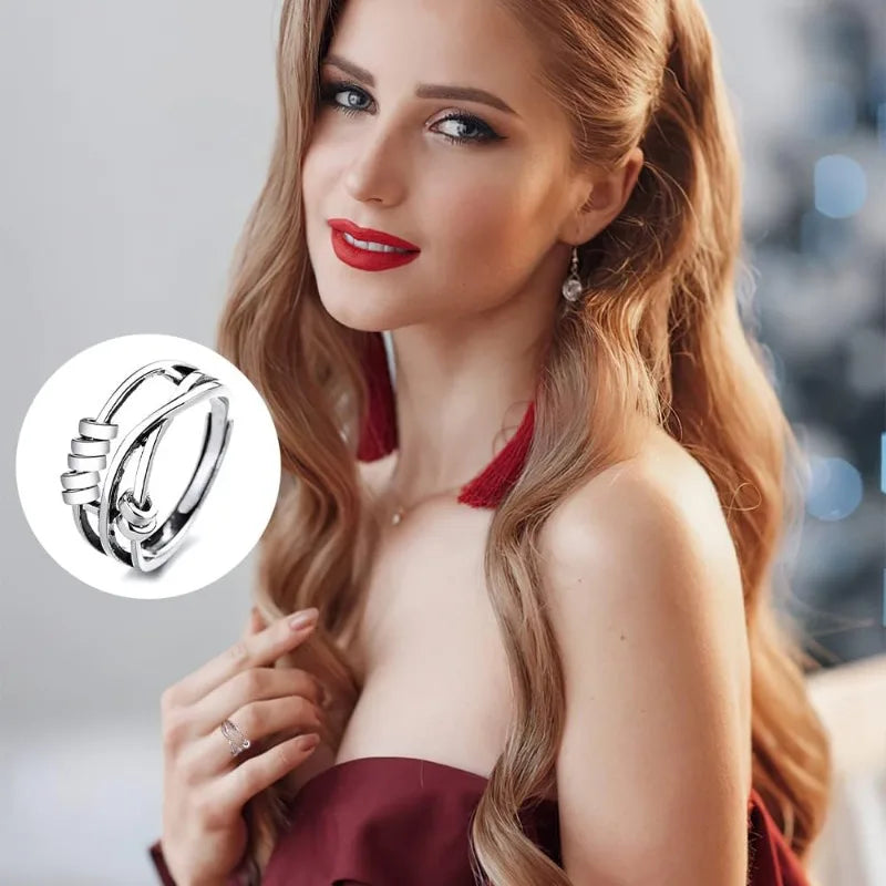 Bagues anti-stress en acier inoxydable pour femme (6 pièces).