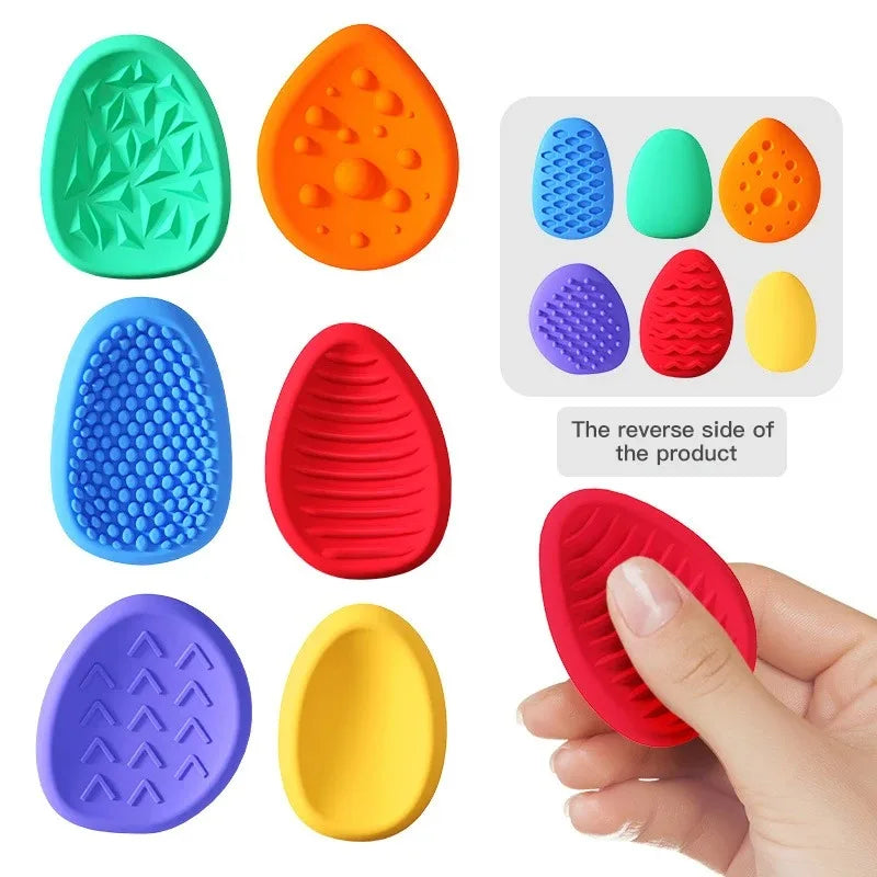 Pierres sensorielles en silicone, texturées (6 pièces).