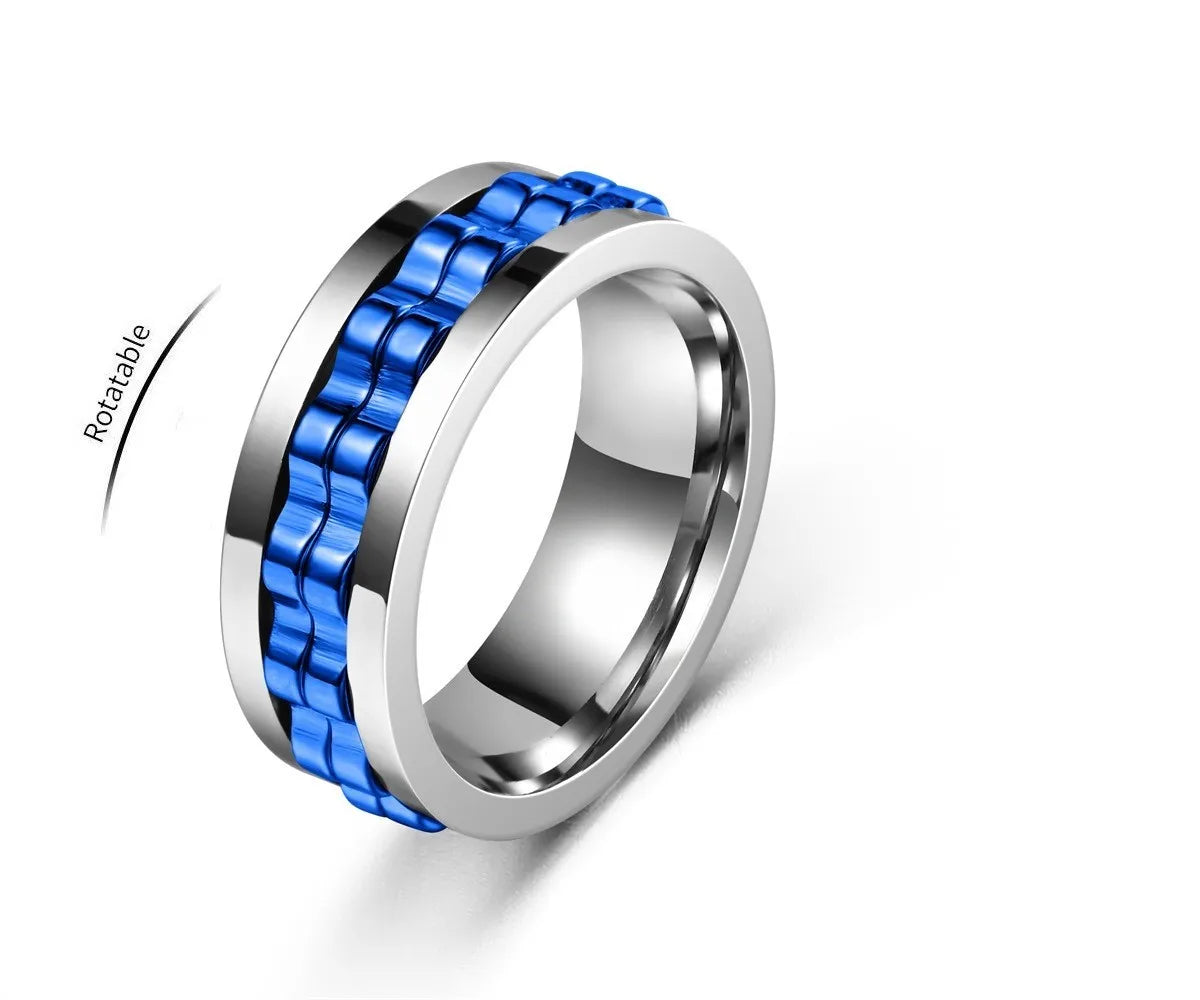 Bague anti-stress en acier inoxydable pour homme.