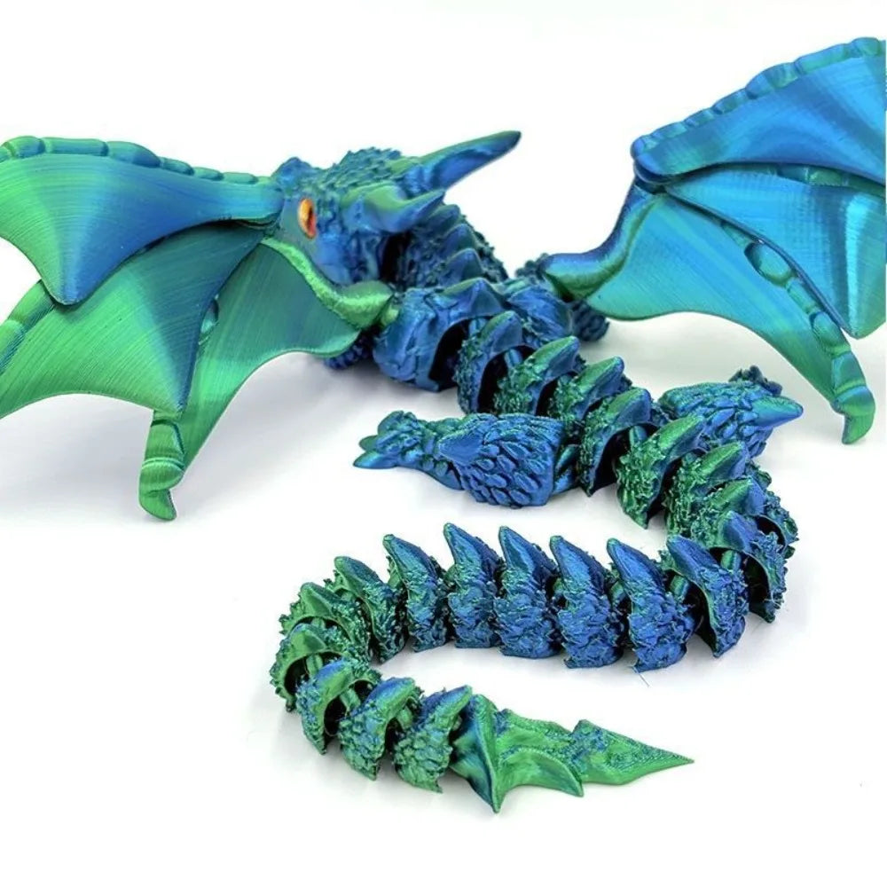Dragon articulé avec aile mobile imprimé en 3D.