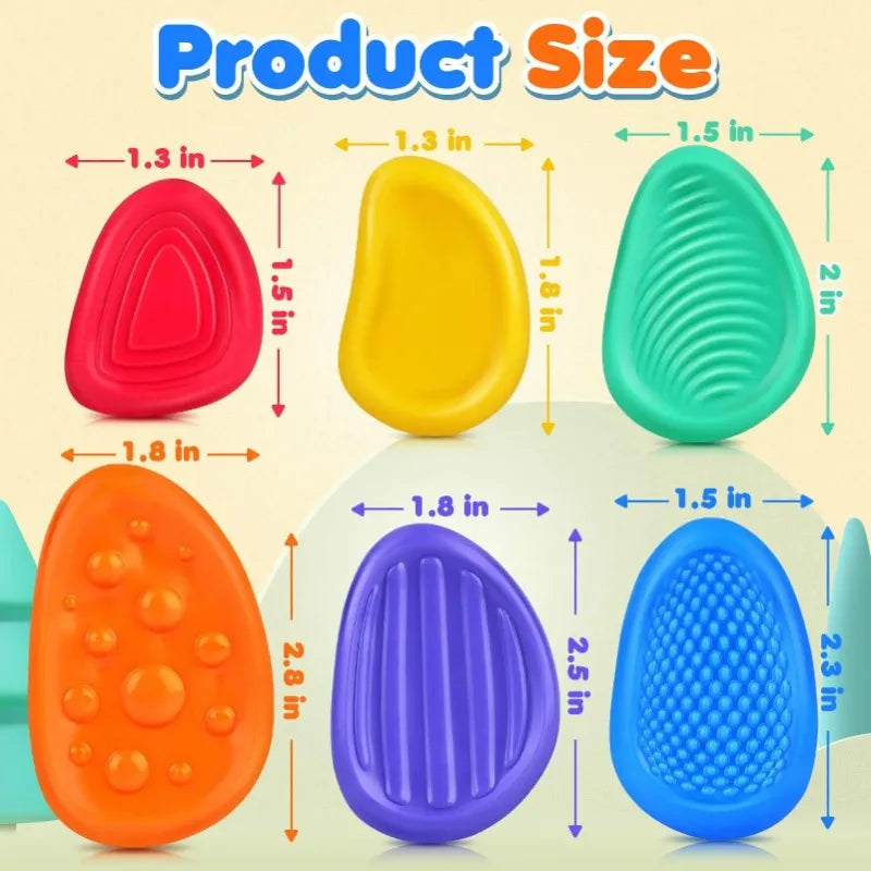 Pierres sensorielles en silicone, texturées (6 pièces).