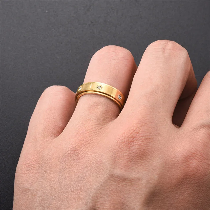 Bague anti-stress en acier inoxydable pour homme et femme.