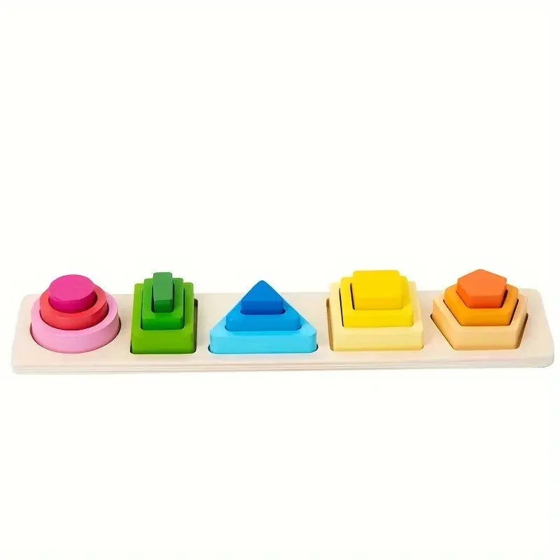 Jouet en bois Montessori, jeu de puzzle de correspondance des couleurs et des formes.