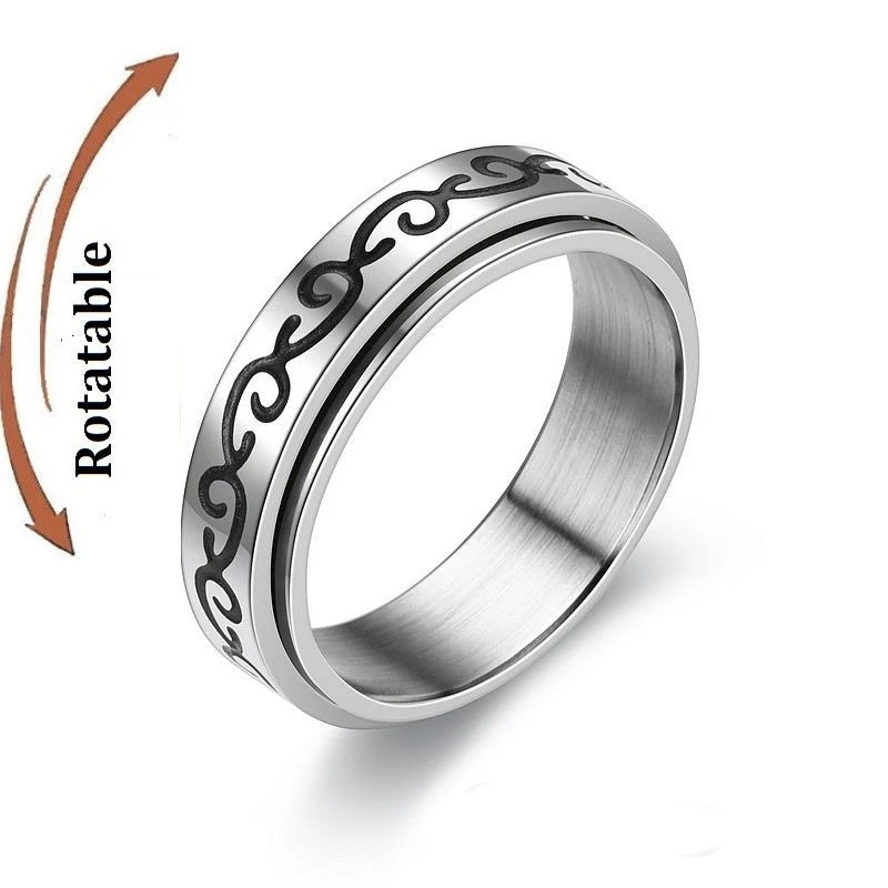 Bague anti-stress en acier inoxydable pour homme et femme.