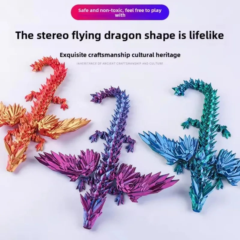 Dragon volant avec ailes dégradées et œuf imprimés en 3D.