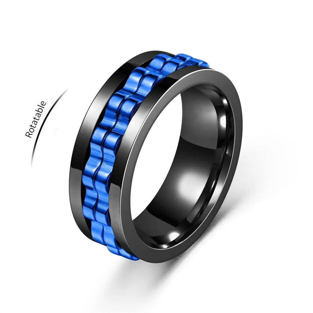 Bague anti-stress en acier inoxydable pour homme.