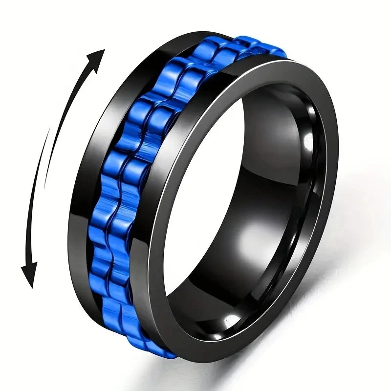 Bague anti-stress en acier inoxydable pour homme.