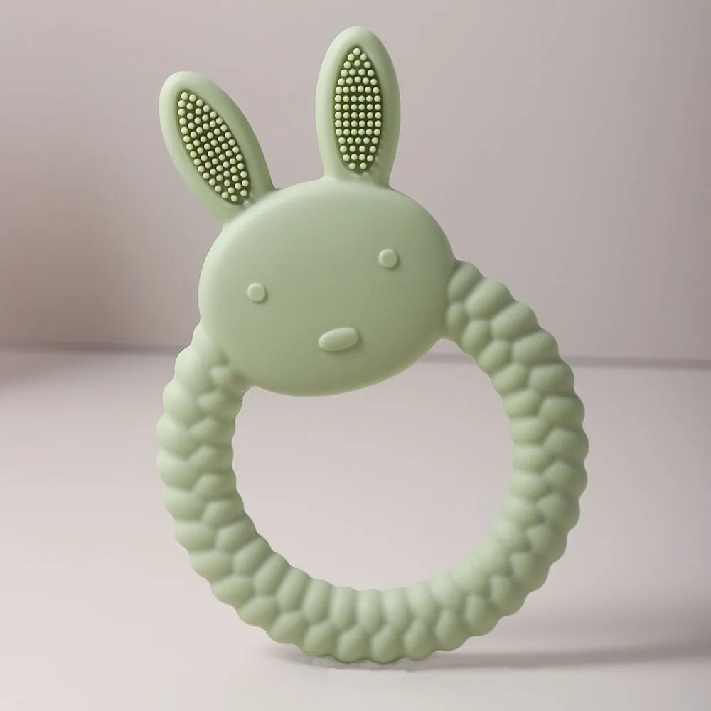 Anneau de dentition en silicone pour bébé.