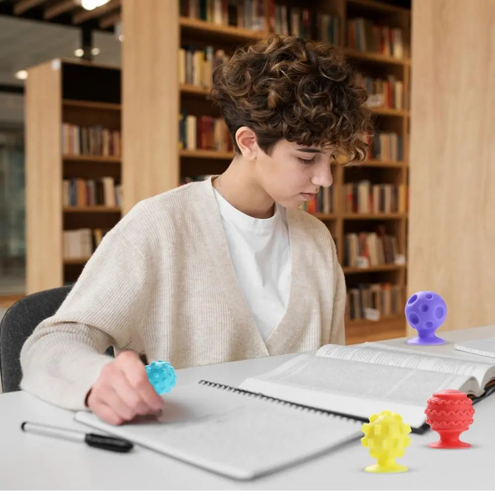 Pierres sensorielles texturées avec ventouse en silicone (8 pièces).