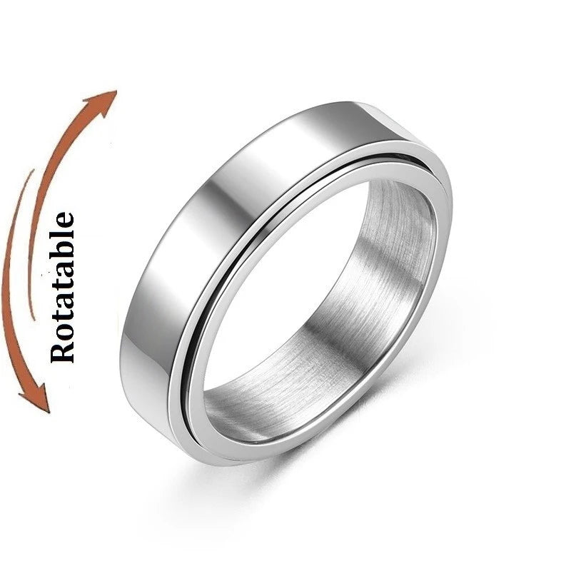Bague anti-stress en acier inoxydable pour homme et femme.