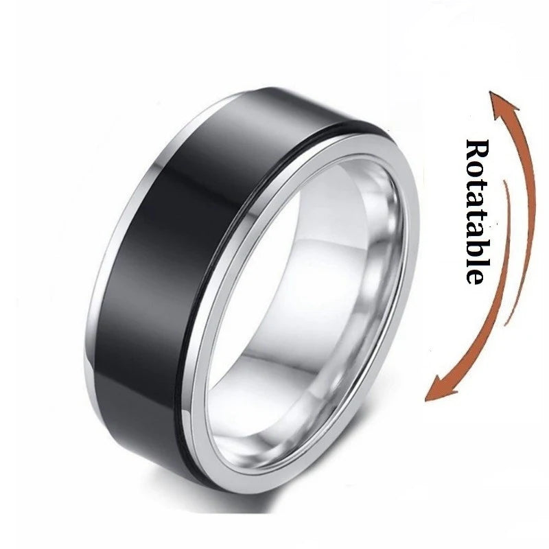 Bague anti-stress en acier inoxydable pour homme et femme.