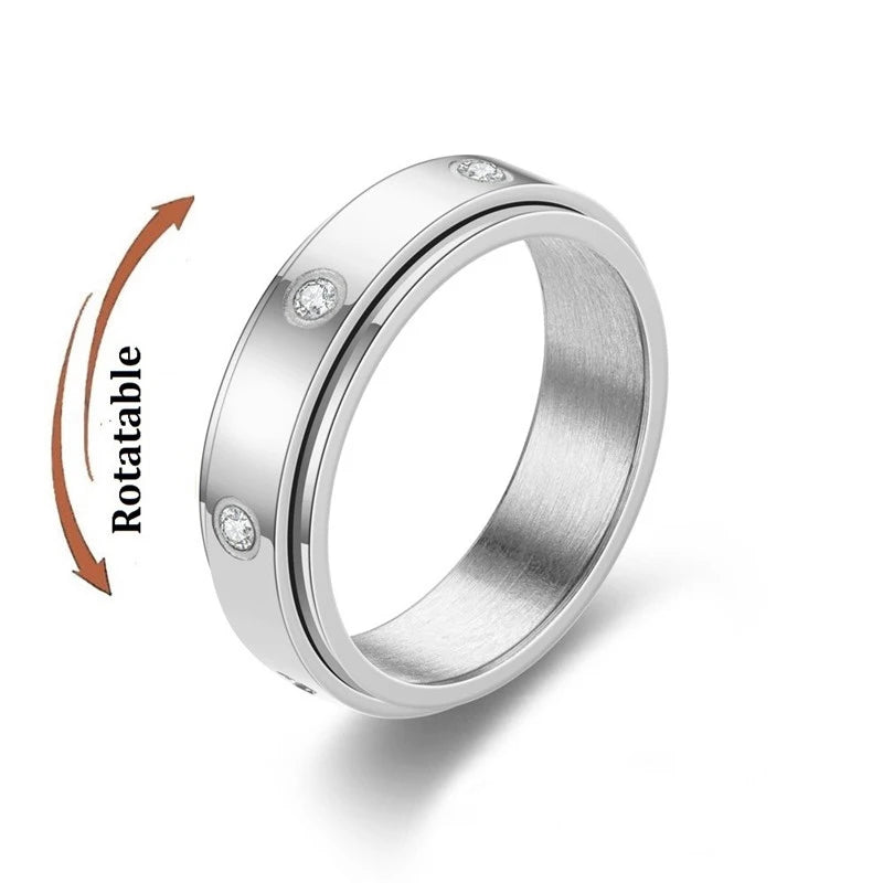 Bague anti-stress en acier inoxydable pour homme et femme.