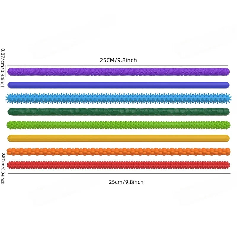 Jouets sensoriels texturés en silicone flexibles pour enfants (8 pièces).