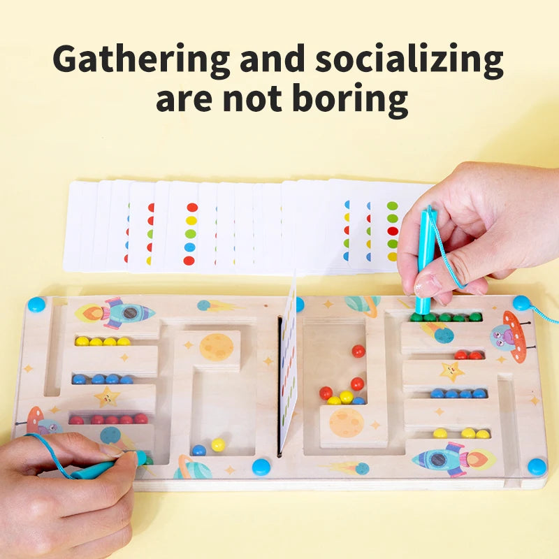 Tableau de labyrinthe magnétique pour enfants en bois, jeu Montessori