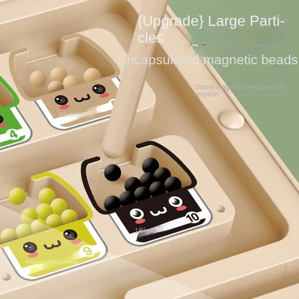 Jeu de positionnement en bois magnétique.