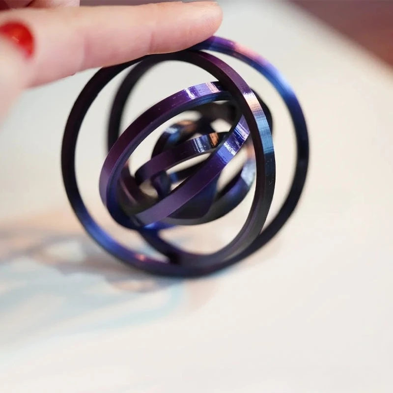 Jouet anti-stress rotatif imprimé 3D avec 6 anneaux.